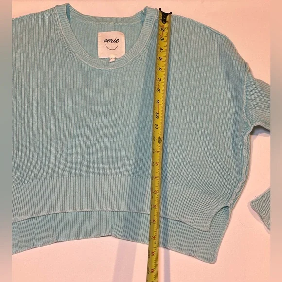 💎 Aerie Light Blue Ribbed Knit Sweater – 100% Cotton, Size XS - Picture 7 of 9